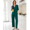 imageEkouaer Women Pajamas Set Button Down Sleepwear Short Sleeve Pjs Soft Comfy Nightwear with Long Pants SXXLDark Green