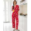 imageEkouaer Women Pajamas Set Button Down Sleepwear Short Sleeve Pjs Soft Comfy Nightwear with Long Pants SXXLRed Santa