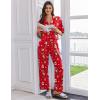 imageEkouaer Women Pajamas Set Button Down Sleepwear Short Sleeve Pjs Soft Comfy Nightwear with Long Pants SXXLRed Santa