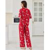 imageEkouaer Women Pajamas Set Button Down Sleepwear Short Sleeve Pjs Soft Comfy Nightwear with Long Pants SXXLRed Santa