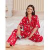 imageEkouaer Women Pajamas Set Button Down Sleepwear Short Sleeve Pjs Soft Comfy Nightwear with Long Pants SXXLRed Santa