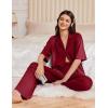 imageEkouaer Women Pajamas Set Button Down Sleepwear Short Sleeve Pjs Soft Comfy Nightwear with Long Pants SXXLWine Red