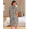imageEkouaer Women Zipper Robes Waffle Short Bathrobe Lightweight House Coat with Pockets Soft Nightgown S3XLLeopard