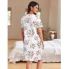 imageEkouaer Women Zipper Robes Waffle Short Bathrobe Lightweight House Coat with Pockets Soft Nightgown S3XLWhite Leaf