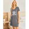 imageEkouaer Womens 2 Pack Nightgown V Neck Sleepshirt Short Sleeve Nightshirt PlainFloral Pajama Dress with PocketsBlack and Grey Gueen