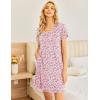 imageEkouaer Womens 2 Pack Nightgown V Neck Sleepshirt Short Sleeve Nightshirt PlainFloral Pajama Dress with PocketsBlackpink Flower