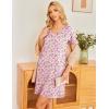 imageEkouaer Womens 2 Pack Nightgown V Neck Sleepshirt Short Sleeve Nightshirt PlainFloral Pajama Dress with PocketsBlackpink Flower