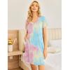 imageEkouaer Womens 2 Pack Nightgown V Neck Sleepshirt Short Sleeve Nightshirt PlainFloral Pajama Dress with PocketsBlackpink Tie Dye