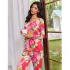 imageEkouaer Womens 2 Pack Pajama Set Long Sleeve Pajamas Top and Pants V Neck Pjs Set Soft Sleepwear LoungewearBig Flower Red  Big Flower White