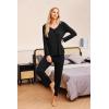 imageEkouaer Womens 2 Pack Pajama Set Long Sleeve Pajamas Top and Pants V Neck Pjs Set Soft Sleepwear LoungewearBlack  Dark Gray