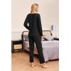 imageEkouaer Womens 2 Pack Pajama Set Long Sleeve Pajamas Top and Pants V Neck Pjs Set Soft Sleepwear LoungewearBlack  Purple