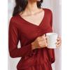 imageEkouaer Womens 2 Pack Pajama Set Long Sleeve Pajamas Top and Pants V Neck Pjs Set Soft Sleepwear LoungewearBlack  Wine Red