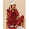 imageEkouaer Womens 2 Pack Pajama Set Long Sleeve Pajamas Top and Pants V Neck Pjs Set Soft Sleepwear LoungewearBlack  Wine Red