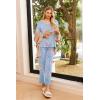 imageEkouaer Womens 2 Pack Pajama Set Long Sleeve Pajamas Top and Pants V Neck Pjs Set Soft Sleepwear LoungewearBlue Flower  Burgundy Flower