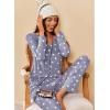 imageEkouaer Womens 2 Pack Pajama Set Long Sleeve Pajamas Top and Pants V Neck Pjs Set Soft Sleepwear LoungewearBlue Flowers  Gray Stars