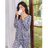 imageEkouaer Womens 2 Pack Pajama Set Long Sleeve Pajamas Top and Pants V Neck Pjs Set Soft Sleepwear LoungewearBlue Flowers  Gray Stars