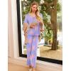 imageEkouaer Womens 2 Pack Pajama Set Long Sleeve Pajamas Top and Pants V Neck Pjs Set Soft Sleepwear LoungewearBlue Flowers  Gray Stars