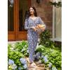 imageEkouaer Womens 2 Pack Pajama Set Long Sleeve Pajamas Top and Pants V Neck Pjs Set Soft Sleepwear LoungewearBlue Flowers  Gray Stars