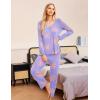 imageEkouaer Womens 2 Pack Pajama Set Long Sleeve Pajamas Top and Pants V Neck Pjs Set Soft Sleepwear LoungewearBlue Flowers  Gray Stars