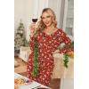 imageEkouaer Womens 2 Pack Pajama Set Long Sleeve Pajamas Top and Pants V Neck Pjs Set Soft Sleepwear LoungewearChristmas Pattern