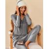 imageEkouaer Womens 2 Pack Pajama Set Long Sleeve Pajamas Top and Pants V Neck Pjs Set Soft Sleepwear LoungewearDark Gray  Wine Red