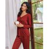 imageEkouaer Womens 2 Pack Pajama Set Long Sleeve Pajamas Top and Pants V Neck Pjs Set Soft Sleepwear LoungewearDark Gray  Wine Red