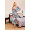 imageEkouaer Womens 2 Pack Pajama Set Long Sleeve Pajamas Top and Pants V Neck Pjs Set Soft Sleepwear LoungewearGuitar Pineapple  Blue Flowers