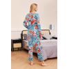 imageEkouaer Womens 2 Pack Pajama Set Long Sleeve Pajamas Top and Pants V Neck Pjs Set Soft Sleepwear LoungewearGuitar Pineapple  Blue Flowers