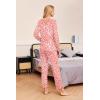 imageEkouaer Womens 2 Pack Pajama Set Long Sleeve Pajamas Top and Pants V Neck Pjs Set Soft Sleepwear LoungewearLeopard Red  Little Daisy