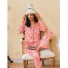 imageEkouaer Womens 2 Pack Pajama Set Long Sleeve Pajamas Top and Pants V Neck Pjs Set Soft Sleepwear LoungewearLeopard Red  Little Daisy