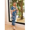 imageEkouaer Womens 2 Pack Pajama Set Long Sleeve Pajamas Top and Pants V Neck Pjs Set Soft Sleepwear LoungewearNavy Flower  Burgundy Flower