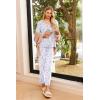 imageEkouaer Womens 2 Pack Pajama Set Long Sleeve Pajamas Top and Pants V Neck Pjs Set Soft Sleepwear LoungewearPink Love Leopard  Watercolor Floral