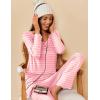 imageEkouaer Womens 2 Pack Pajama Set Long Sleeve Pajamas Top and Pants V Neck Pjs Set Soft Sleepwear LoungewearPink Stripes  Blue Polka Dots