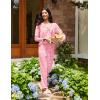 imageEkouaer Womens 2 Pack Pajama Set Long Sleeve Pajamas Top and Pants V Neck Pjs Set Soft Sleepwear LoungewearPink Stripes  Blue Polka Dots