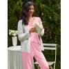 imageEkouaer Womens 2 Pack Pajama Set Long Sleeve Pajamas Top and Pants V Neck Pjs Set Soft Sleepwear LoungewearPink Stripes  Blue Polka Dots