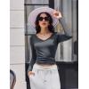 imageEkouaer Womens 3 Pack Long Sleeve Shirts V Neck Ribbed Slim Fit Basic Tops Thermal Undershirts Casual Tee XSXXLBlackBeigeDark Grey
