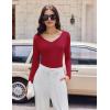 imageEkouaer Womens 3 Pack Long Sleeve Shirts V Neck Ribbed Slim Fit Basic Tops Thermal Undershirts Casual Tee XSXXLBlackNavyRed
