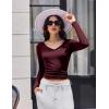 imageEkouaer Womens 3 Pack Long Sleeve Shirts V Neck Ribbed Slim Fit Basic Tops Thermal Undershirts Casual Tee XSXXLBlackWhiteDark Red
