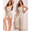 imageEkouaer Womens 4 Piece Lounge Sets Ribbed Knit Crop Tank Top and Shorts Pants Casual Outfits01 Light Coffee