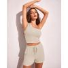 imageEkouaer Womens 4 Piece Lounge Sets Ribbed Knit Crop Tank Top and Shorts Pants Casual Outfits01 Light Coffee