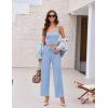 imageEkouaer Womens 4 Piece Lounge Sets Ribbed Knit Crop Tank Top and Shorts Pants Casual OutfitsBlue