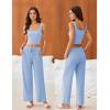 imageEkouaer Womens 4 Piece Lounge Sets Ribbed Knit Crop Tank Top and Shorts Pants Casual OutfitsBlue