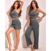 imageEkouaer Womens 4 Piece Lounge Sets Ribbed Knit Crop Tank Top and Shorts Pants Casual OutfitsDark Grey