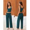 imageEkouaer Womens 4 Piece Lounge Sets Ribbed Knit Crop Tank Top and Shorts Pants Casual OutfitsLake Green