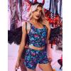 imageEkouaer Womens Cami Pajama Set Sleeveless Racerback Tank Top Pjs Soft SleepwearBlue Skull Floral Pattern Print
