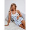 imageEkouaer Womens Cami Pajama Set Sleeveless Racerback Tank Top Pjs Soft SleepwearBlue Striped Teddy Bear