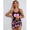 imageEkouaer Womens Cami Pajama Set Sleeveless Racerback Tank Top Pjs Soft SleepwearHeart Pattern