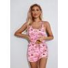 imageEkouaer Womens Cami Pajama Set Sleeveless Racerback Tank Top Pjs Soft SleepwearPink Striped Teddy Bear