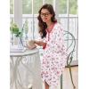 imageEkouaer Womens Long Sleeve Nightgown Full Length Sleepwear Long Sleepshirts Henley Sleep Dress S4XLBig Pink Flower