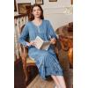 imageEkouaer Womens Long Sleeve Nightgown Full Length Sleepwear Long Sleepshirts Henley Sleep Dress S4XLBlue Ink Flower